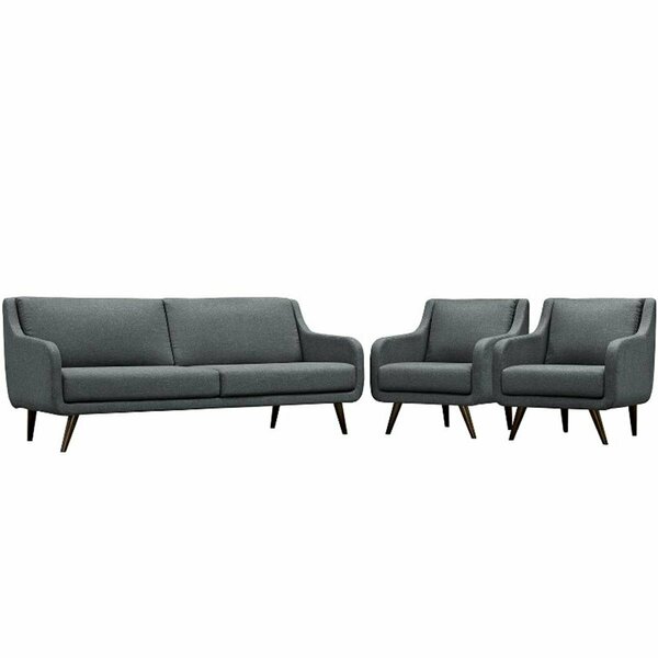 Modway Furniture Verve Living Room Sofa Set, Gray - Set of 3 EEI-2445-GRY-SET